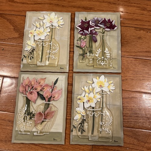 Vtg wall art tiles raised - wall,